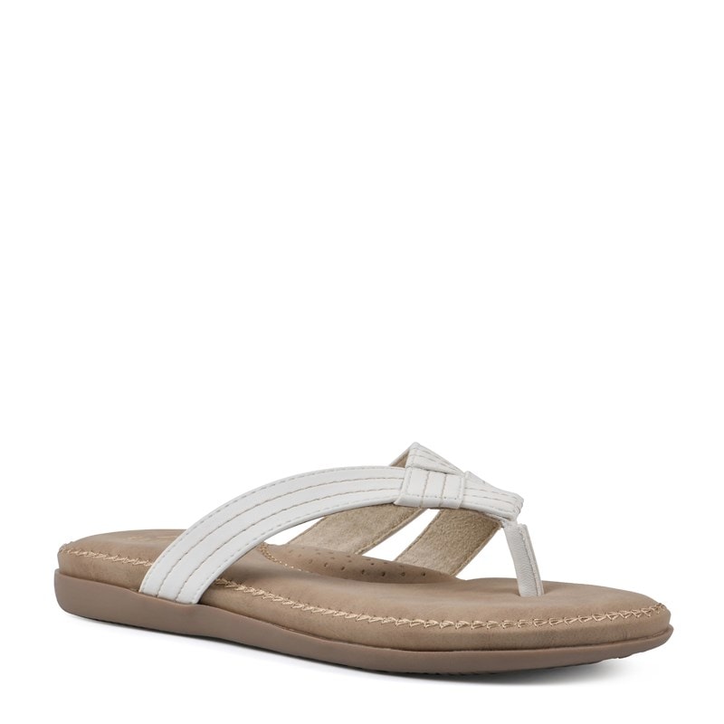 Cliffs by White Mountain Women's Fateful Flip Flop Sandals (White) - Size 6.5 M