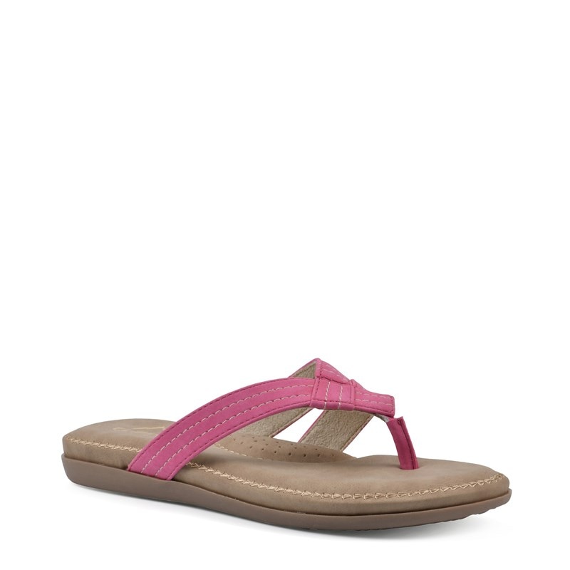 Cliffs by White Mountain Women's Fateful Flip Flop Sandals (Hot Pink Nubuck) - Size 8.5 M