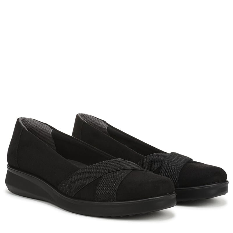 Bzees For Lifestride Women's Fairleigh Ballet Flat Shoes (Black Stretch Fabric) - Size 10.0