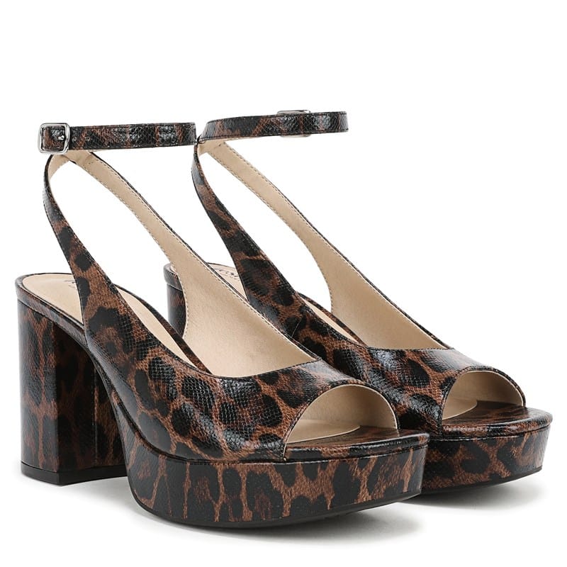 Lifestride Women's Aliyah Dress Sandals (Brown Leopard Faux Leather) - Size 7.0 W