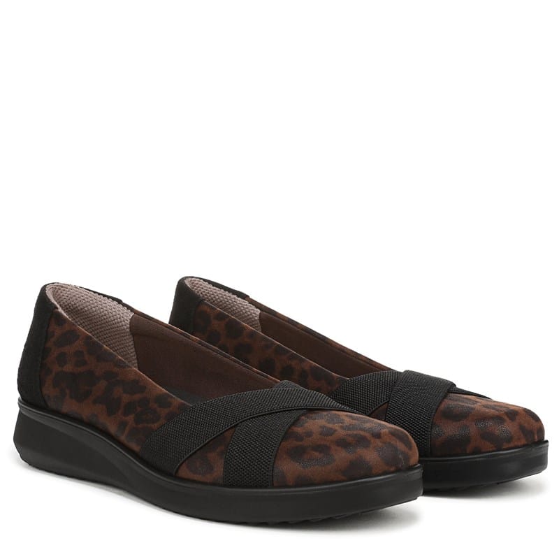 Bzees For Lifestride Women's Fairleigh Ballet Flat Shoes (Brown Leopard Knit Fabric) - Size 10.0
