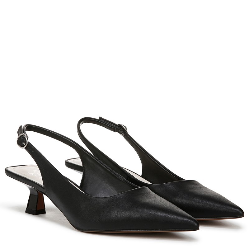Franco Sarto Women's Jaden Slingback Shoes (Black Faux Leather) - Size 6.0 W