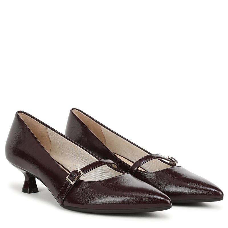 Lifestride Women's Madelyn Mary Jane Pump Shoes (Choco Plum Shiny Faux Leather) - Size 8.0 W