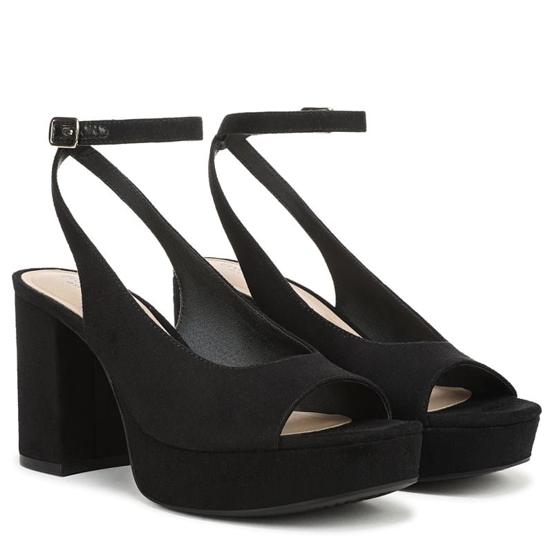 Lifestride Women's Aliyah Dress Sandals (Black Microsuede) - Size 6.5 W