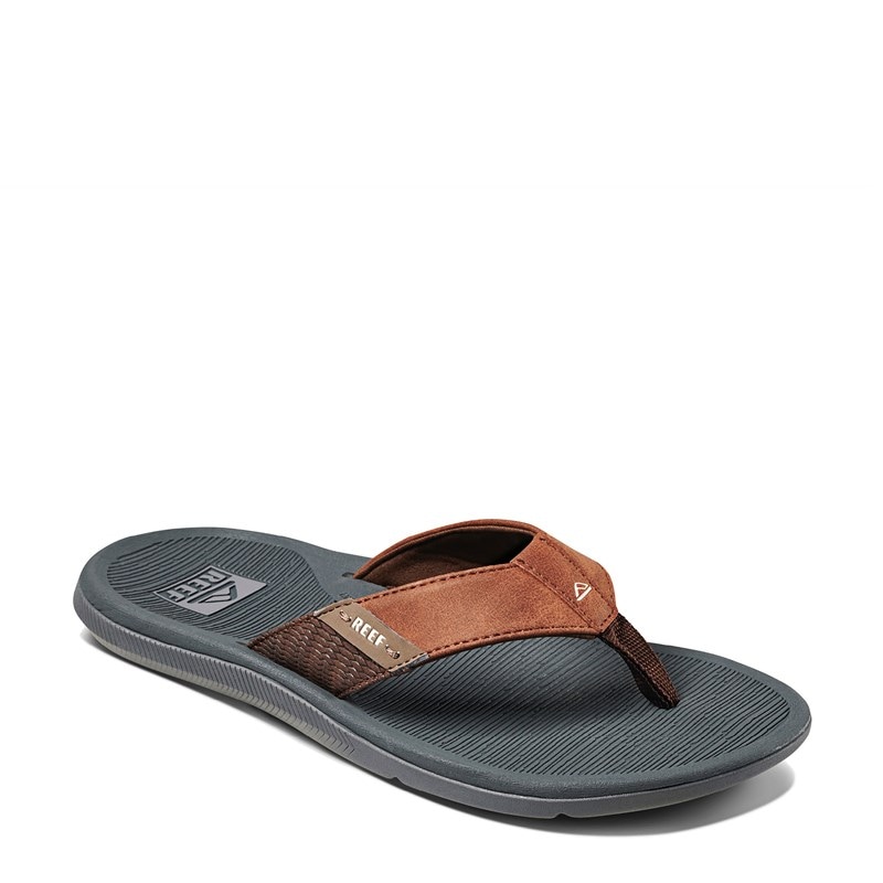 Reef Men's Santa Ana Flip Flop Sandals (Grey/Tan) - Size 7.0 M