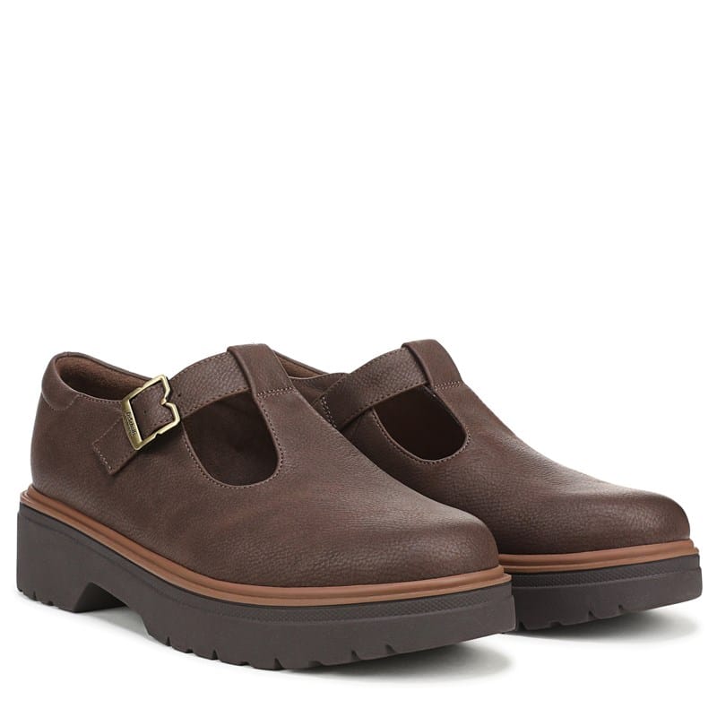 Dr. Scholl's Women's Bring It Mary Jane Shoes (Dark Brown Faux Leather) - Size 7.5 M