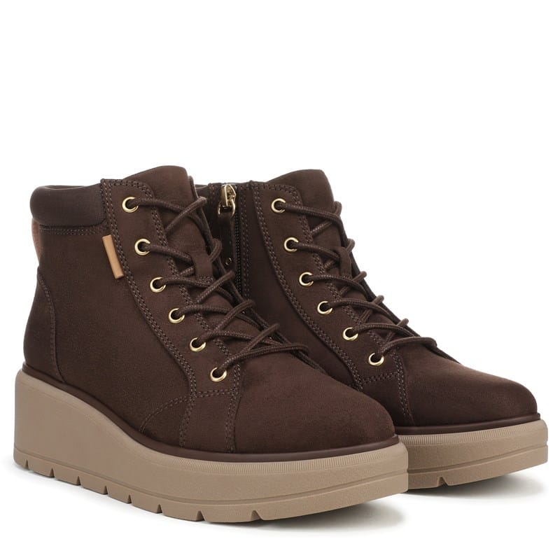 Dr. Scholl's Women's Nice Day Max Alpine Ankle Boots (Dark Umber Brown Microsuede) - Size 7.5 M