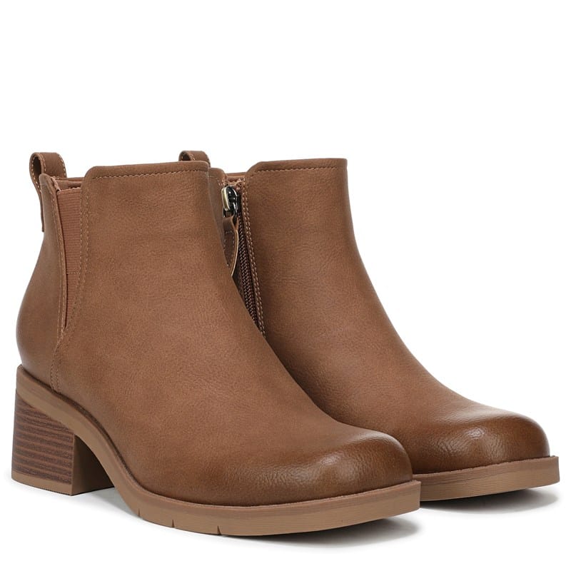 Dr. Scholl's Women's Joplin Low Ankle Boots (Dark Tan Faux Leather) - Size 6.5 M
