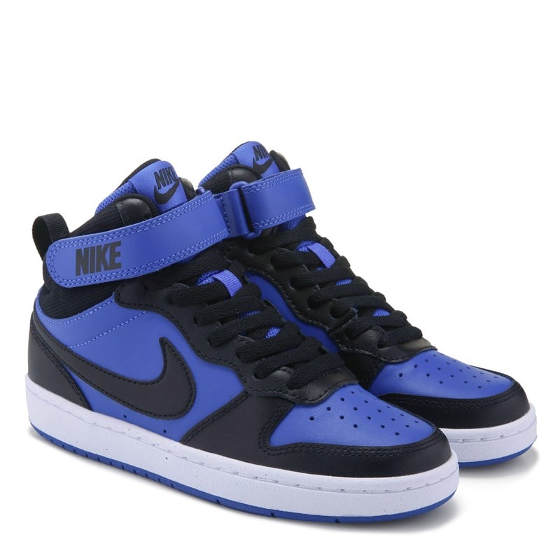 Nike Kids' Court Borough Mid 2 High Top Sneaker Big Kid Shoes (Black/Royal) - Size 6.5 M