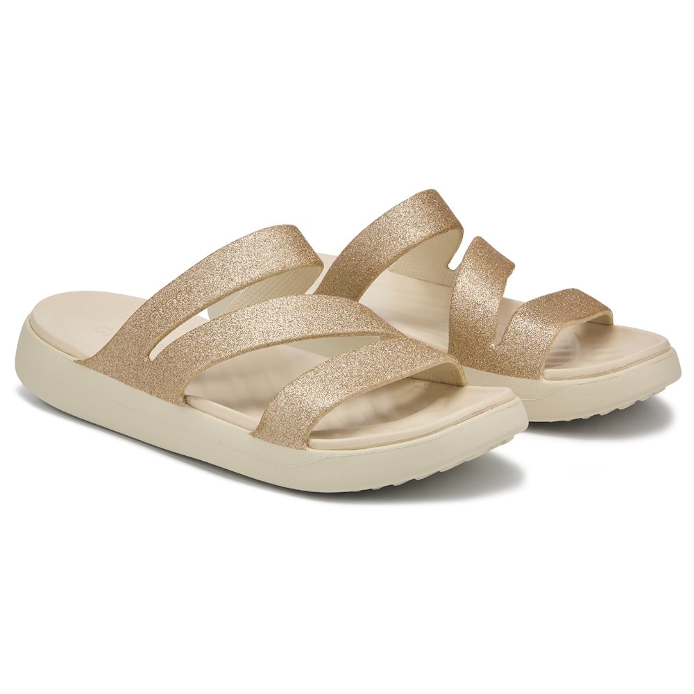 Crocs Women's Getaway Glitter Strappy Slide Sandal | Famous