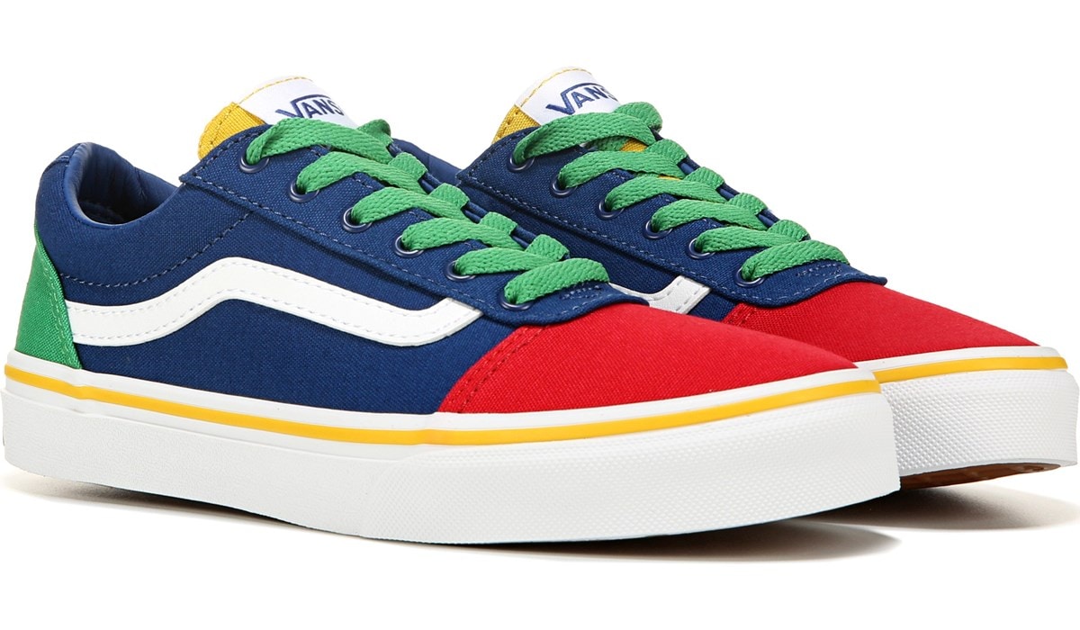 green red yellow and blue vans