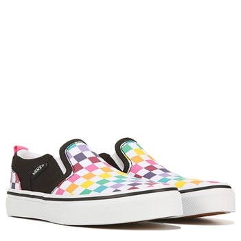 vans asher slip on rainbow