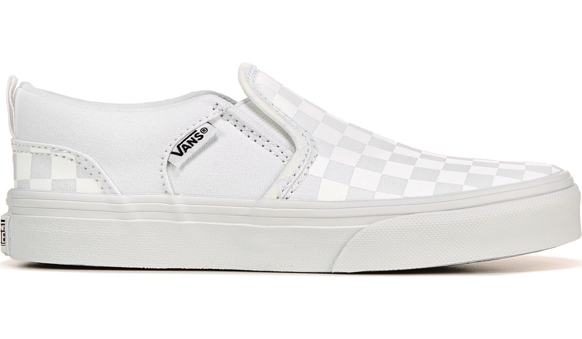 white slip on vans for kids