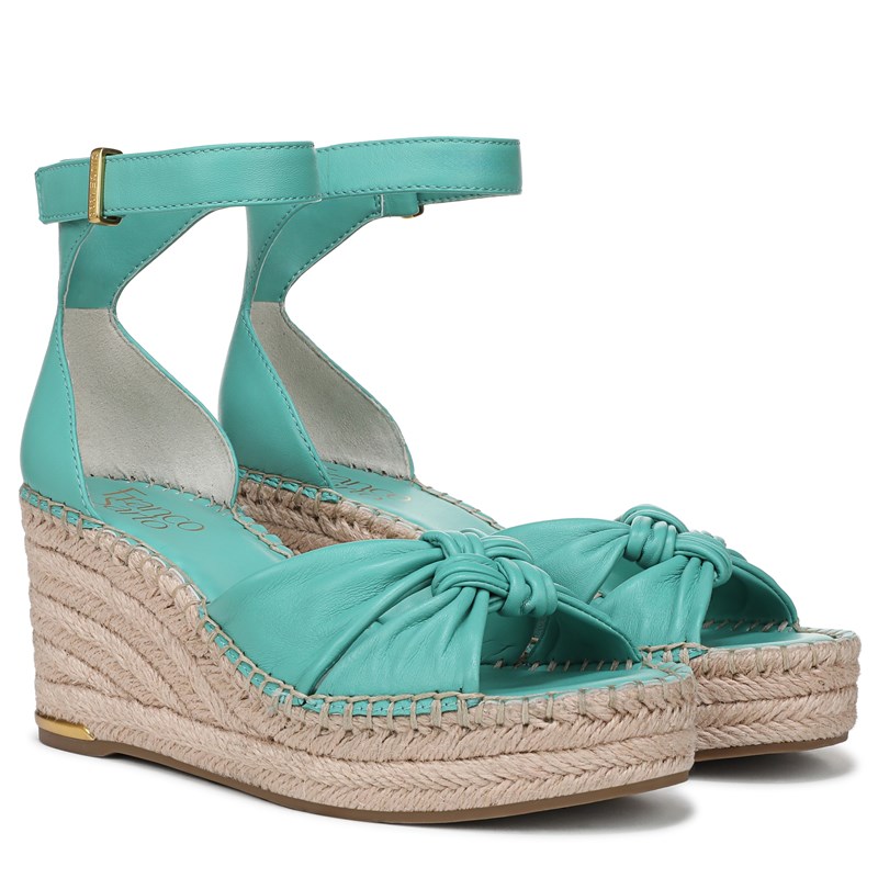 Franco Sarto Women's Clementine Espadrille Wedge Sandals (Aquamarine Blue Leather) - Size 7.0 M