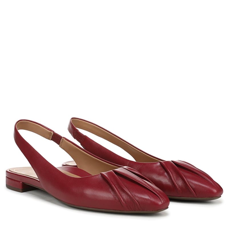 Vionic Women's Gabriela Slingback Flat Shoes (Tibetan Red Nappa Leather) - Size 7.5 M
