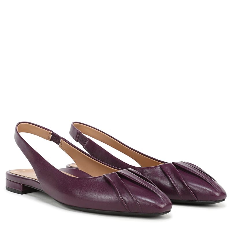 Vionic Women's Gabriela Slingback Flat Shoes (Winter Plum Nappa Leather) - Size 6.5 M