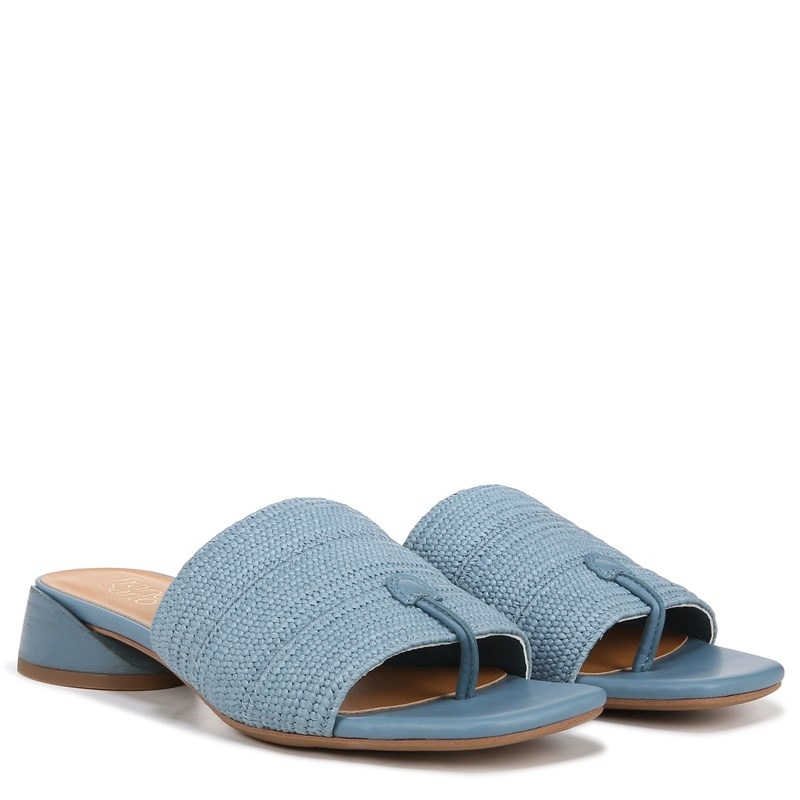 Franco Sarto Women's Loran 4 Slide Sandals (Denim Blue Raffia) - Size 9.5 M