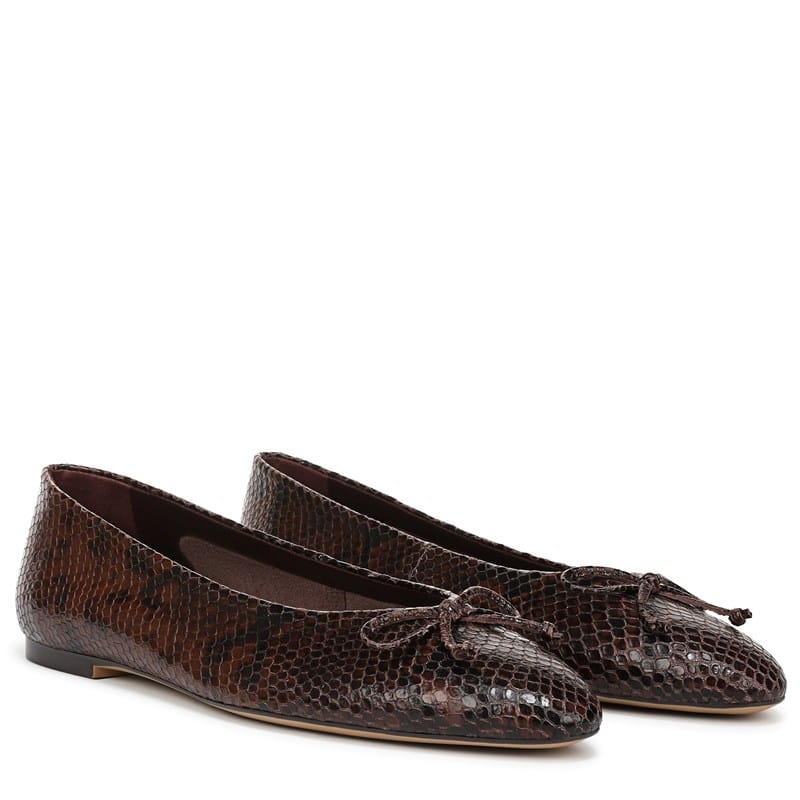 Franco Sarto Women's Rosalee Ballet Flat Shoes (Dark Brown Snake Print Leather) - Size 10.0