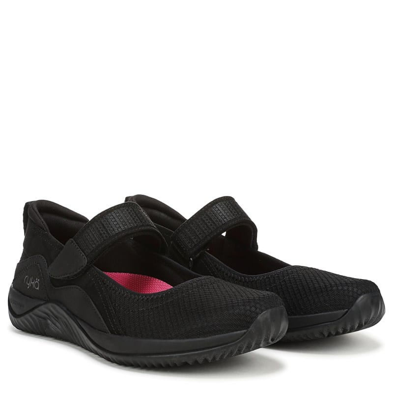 Ryka Women's Echo Mary Jane Shoes (Black/Black Mesh) - Size 8.0 M