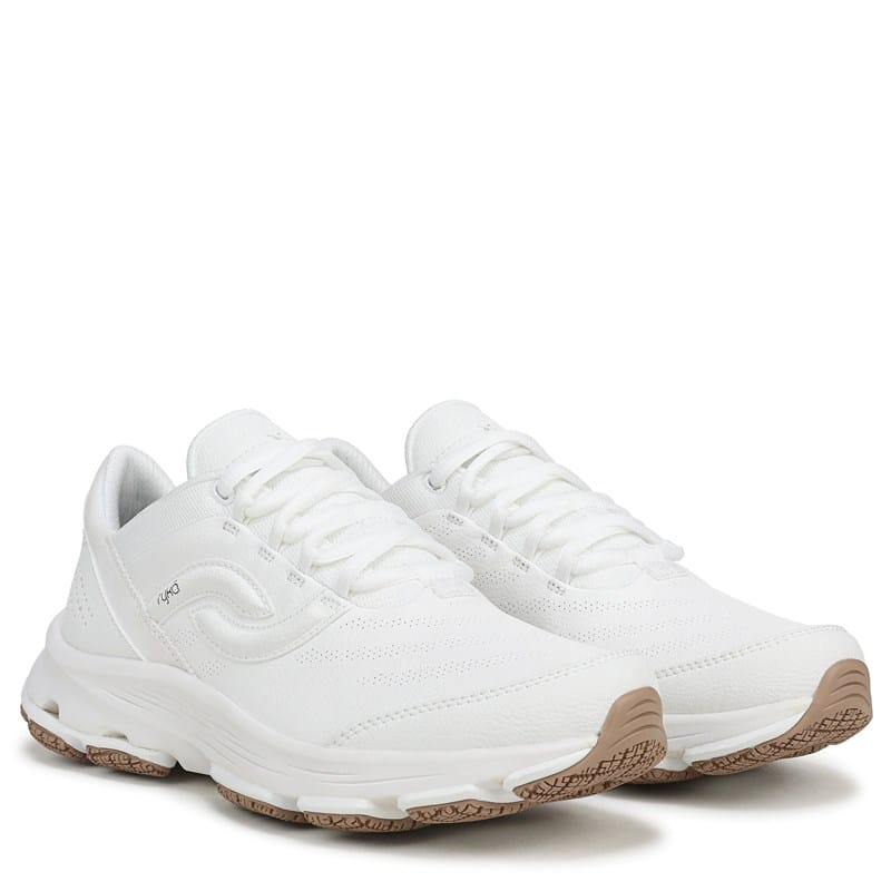 Ryka Women's Devotion Sr Walking Sneakers (White Leather/Mesh) - Size 6.0 M