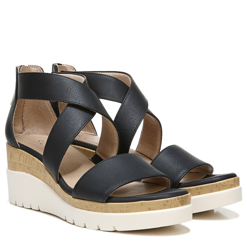 Soul Naturalizer Women's Goodtimes Wedge Sandals (Black) - Size 9.5 W