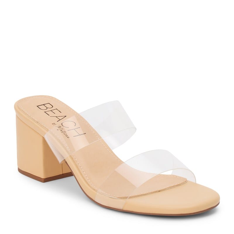 Beach by Matisse Women's Aura Two Band Block Heel Sandals (Nude) - Size 10.0