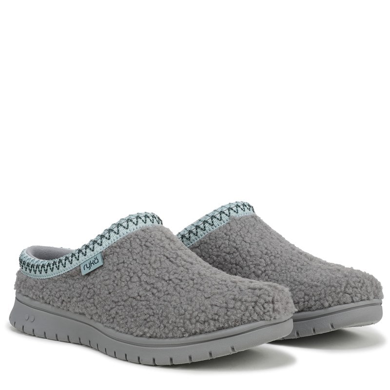 Ryka Women's Stellar Cozy Mule Shoes (Quiet Grey Sherpa) - Size 6.5 M