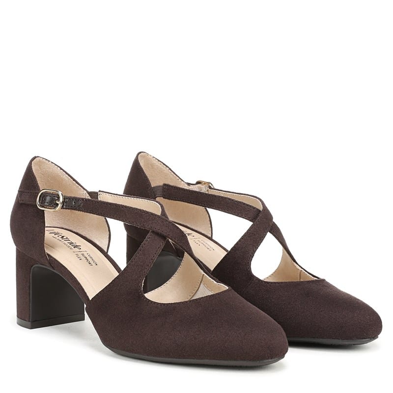 Lifestride Women's Tracy Strappy Pump Shoes (Dark Chocolate Microfiber) - Size 11.0 W