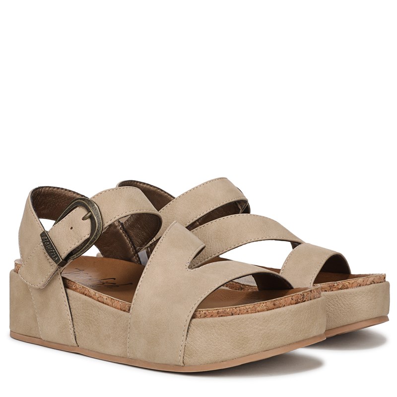 Blowfish Malibu Women's Isabel Platform Strappy Sandals (Sand Faux Nubuck) - Size 8.5 M