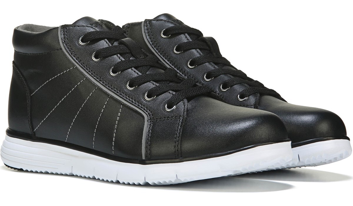 black sneakers leather womens