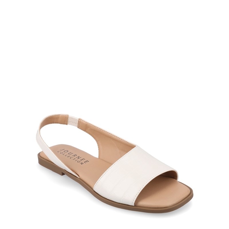 Journee Women's Brinsley Slingback Sandals (White Faux Leather) - Size 7.5 M