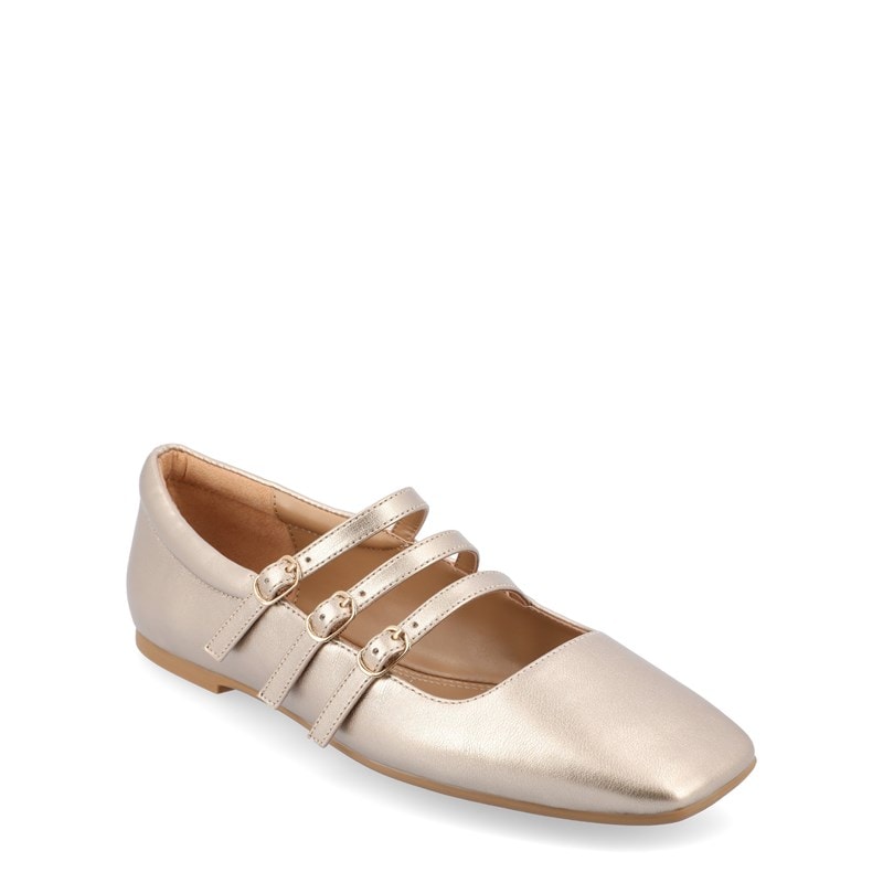 Journee Women's Darlin Wide Strappy Flat Sandals (Gold Faux Leather) - Size 7.0 M