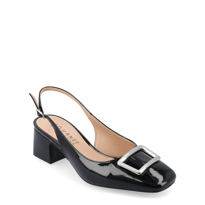 Journee Women's Everlee Slingback Pump Shoes (Black Faux Leather) - Size 8.5 M