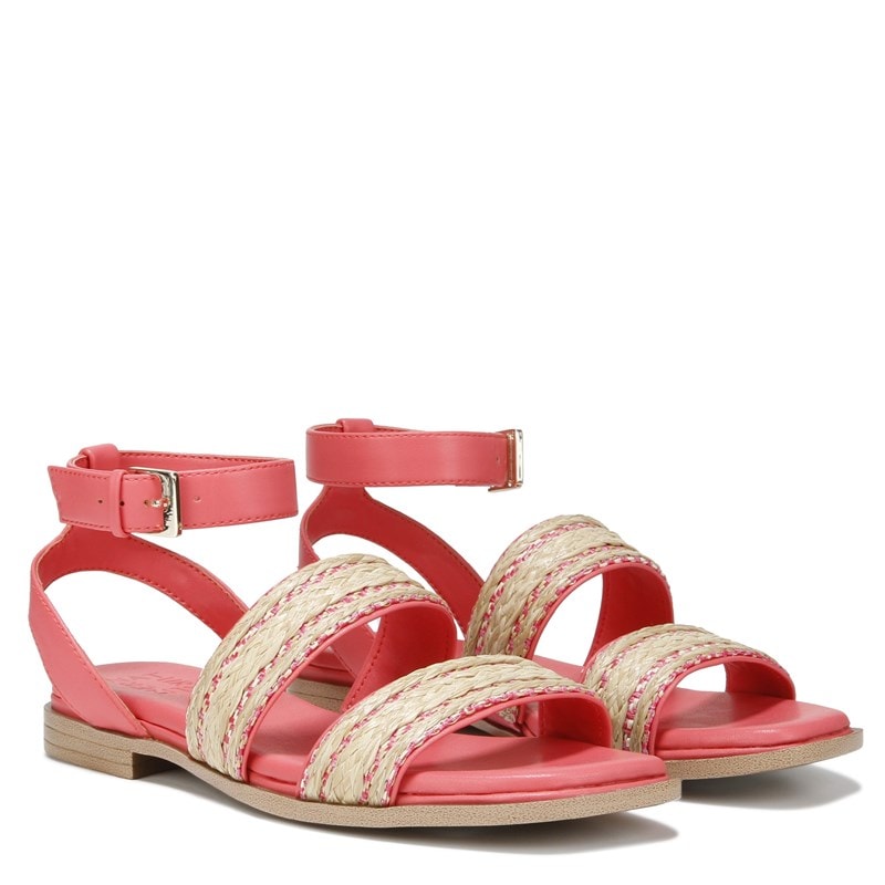 Naturalizer Women's Gana3 Strappy Sandals (Sunset Coral Faux Straw Fabric) - Size 5.0 M