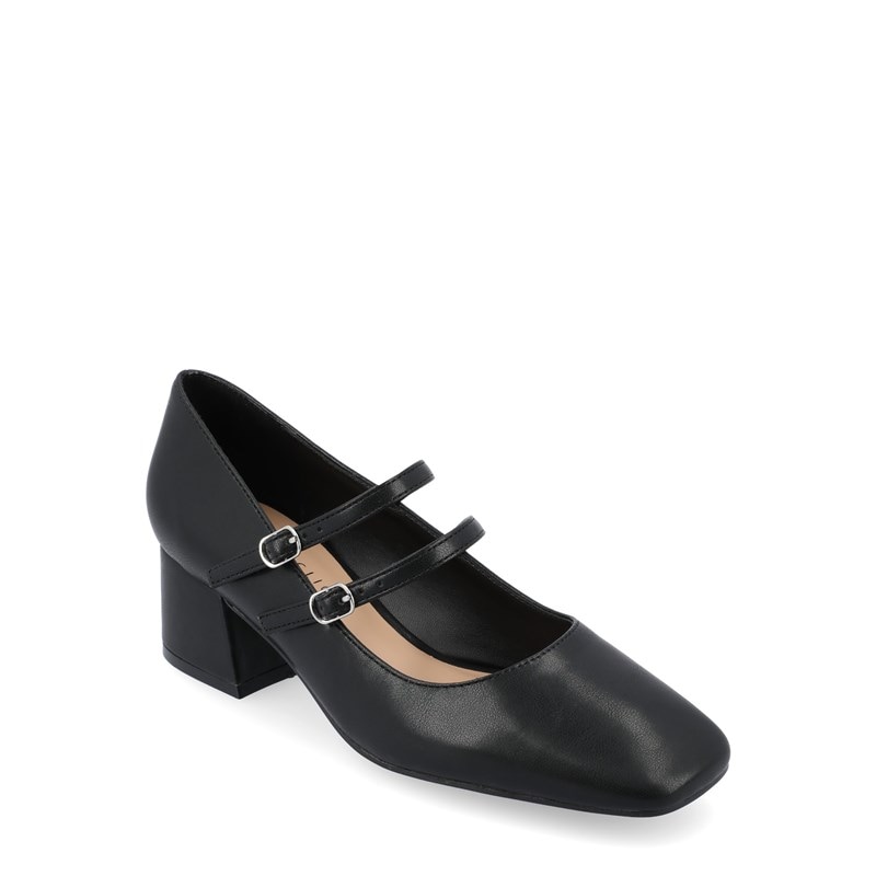 Journee Women's Nally Mary Jane Pump Shoes (Black Faux Leather) - Size 9.0 M
