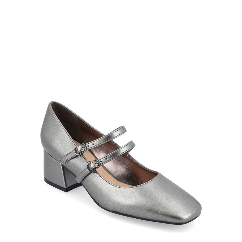 Journee Women's Nally Mary Jane Pump Shoes (Pewter Faux Leather) - Size 12.0 M