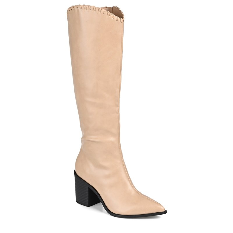 Journee Collection Women's Daria Wide Block Heel Tall Boots (Tan Synthetic) - Size 9.5 W