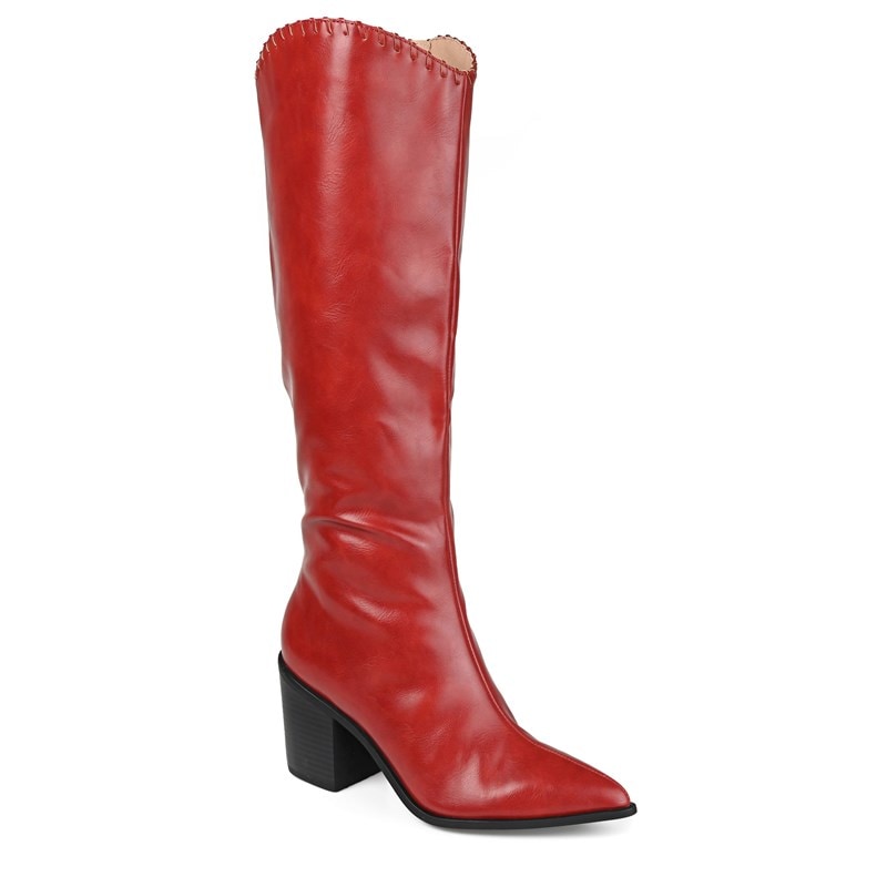 Journee Collection Women's Daria Wide Calf Wide Block Heel Tall Boots (Red Synthetic) - Size 9.5 W