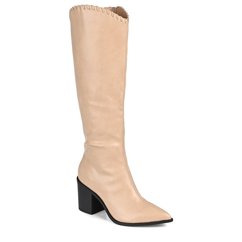 Journee Collection Women's Daria Wide Calf Wide Block Heel Tall Boots (Tan Synthetic) - Size 9.5 W