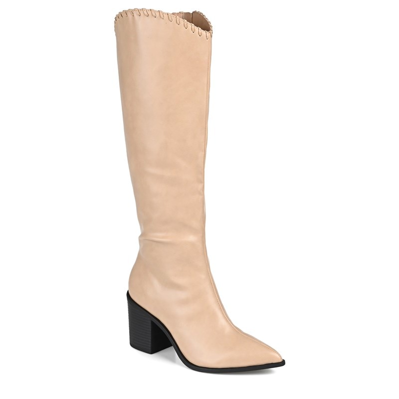 Journee Collection Women's Daria X-Wide Calf Wide Block Heel Tall Boots (Tan Synthetic) - Size 9.5 W