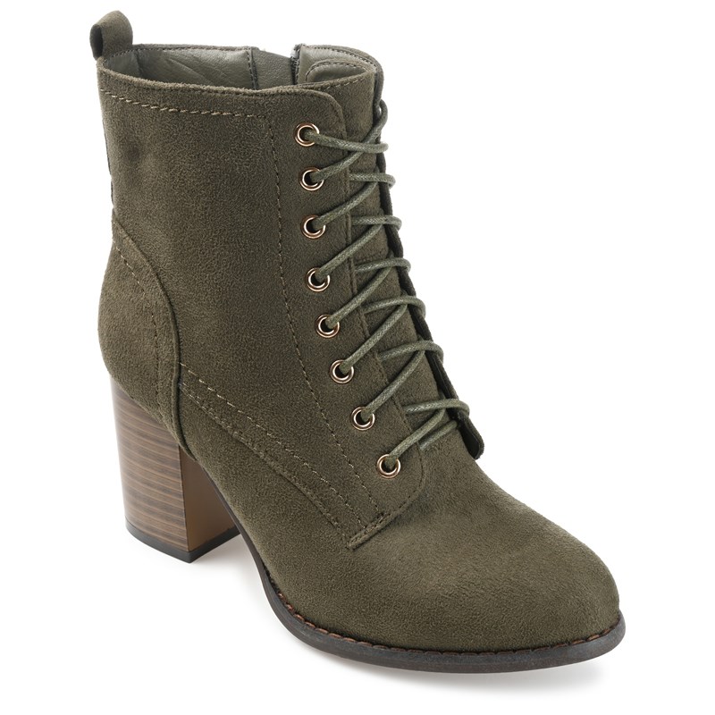 Journee Women's Baylor Block Heel Ankle Boots (Olive Synthetic) - Size 12.0 M