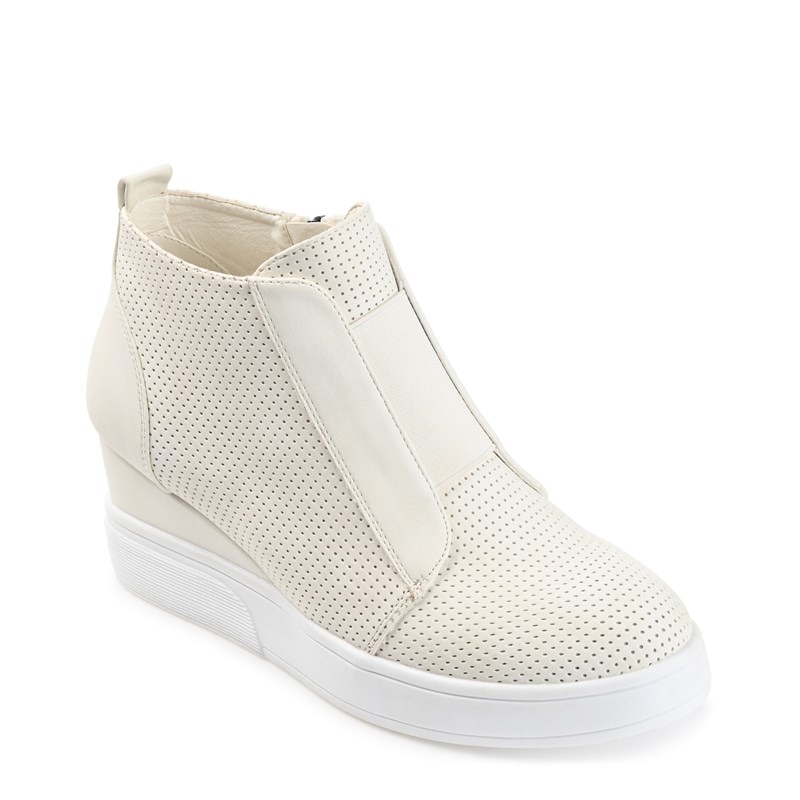 Journee Women's Clara Wide Wedge Slip On Sneakers (Bone Synthetic) - Size 6.5 W