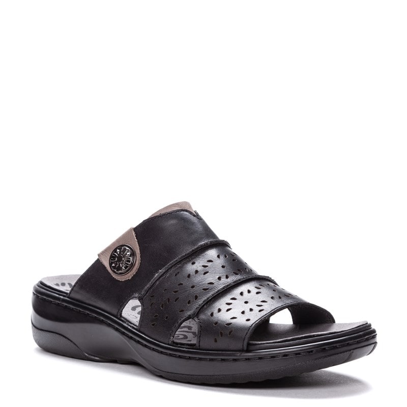 Propet Women's Gertie Slide Sandals (Black Leather) - Size 6.0 B