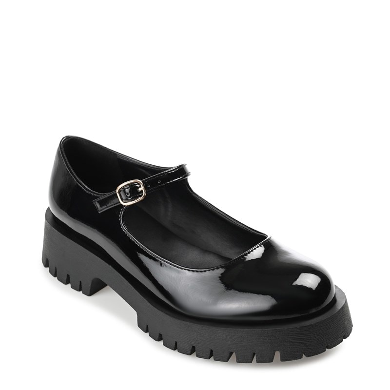 Journee Women's Kamie Mary Jane Shoes (Black Patent Synthetic) - Size 12.0 M