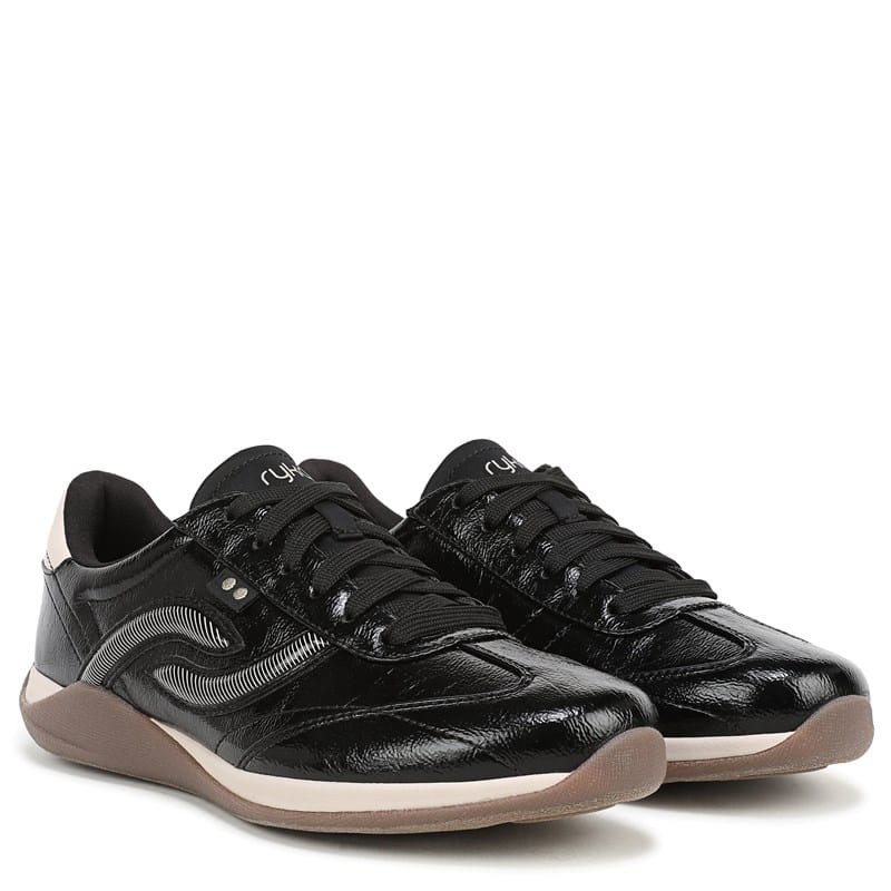 Ryka Women's Era Lace Up Sneakers (Black Faux Leather) - Size 12.0 M