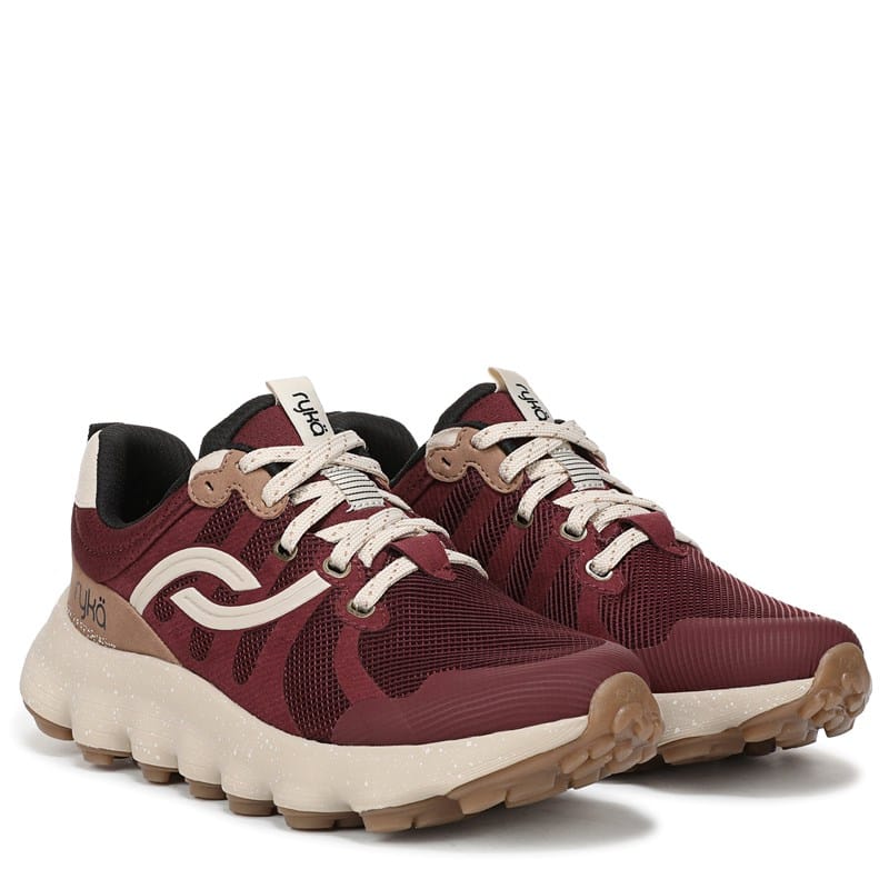 Ryka Women's Podflow Tr Trail Walking Sneakers (Windsor Red Faux Leather/Mesh) - Size 7.5 W