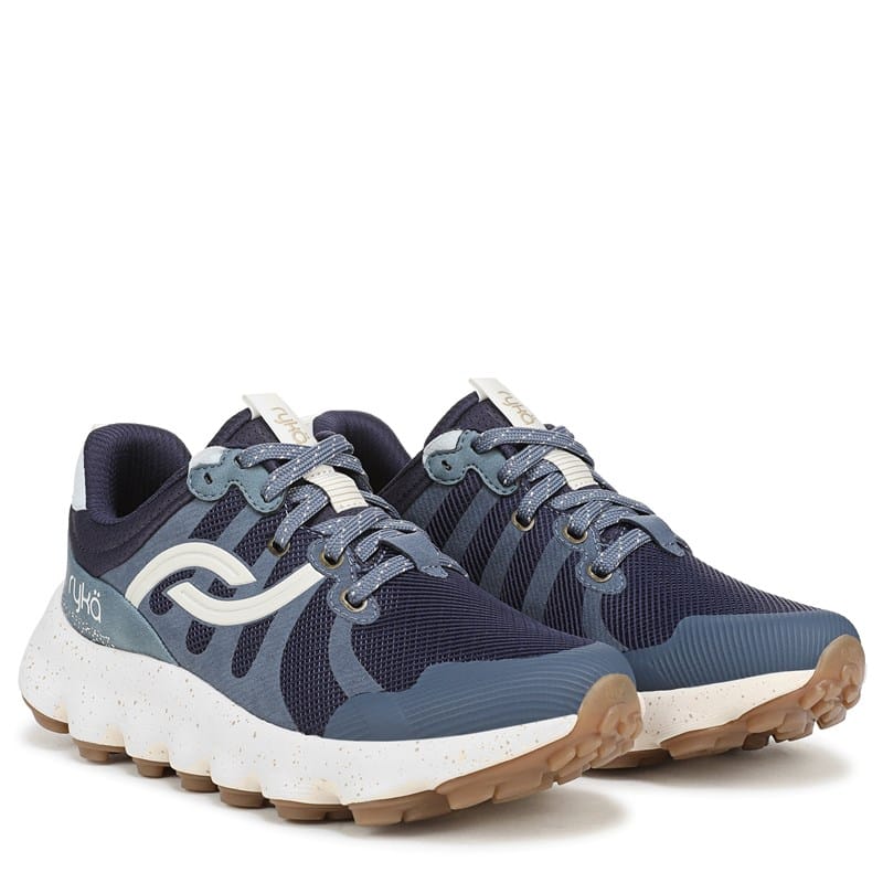 Ryka Women's Podflow Tr Trail Walking Sneakers (Academy Blue Faux Leather/Mesh) - Size 9.5 M