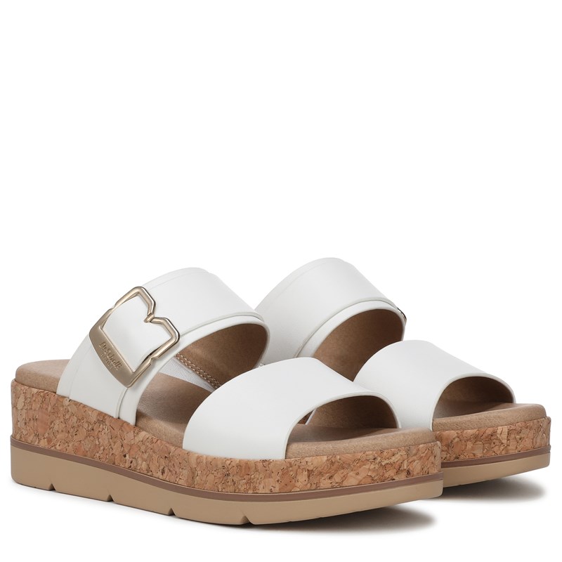 Dr. Scholl's Women's Once More Platform Slide Sandals (White Faux Leather) - Size 8.5 M