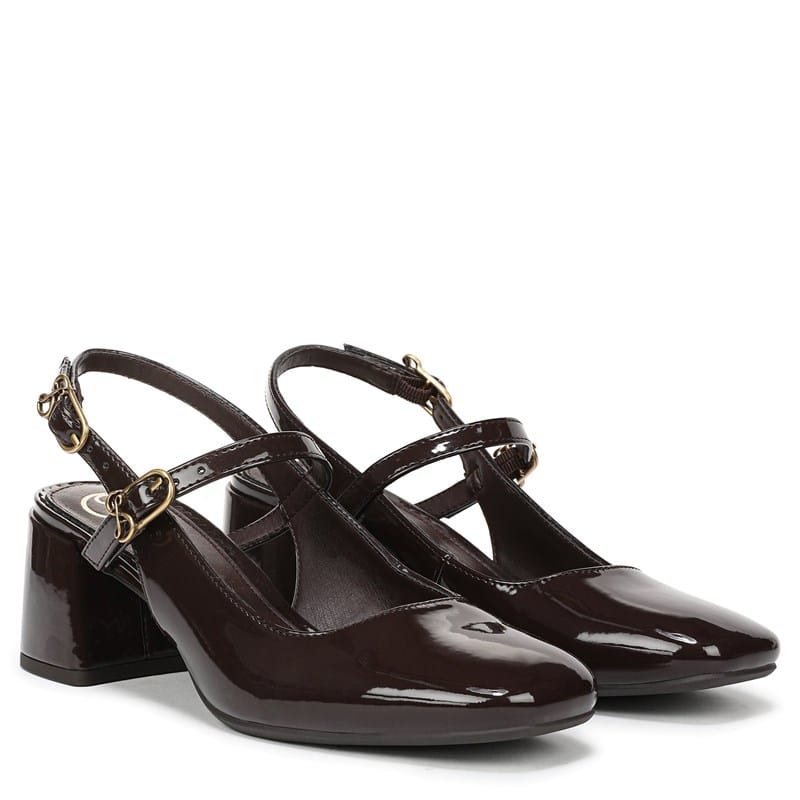 Sam And Libby Women's Grace Mary Jane Pump Shoes (Cafe Noir Faux Patent Leather) - Size 7.5 M