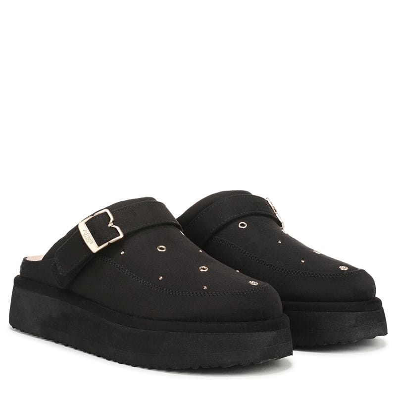 Dr. Scholl's Women's Chill Out Iconic Stud Clog Shoes (Black Microsuede) - Size 6.0 M